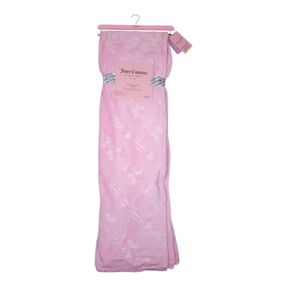 Juicy Couture Oversized Plush Throw Blanket Embossed 60"x90" Pink Twin - Picture 3 of 10